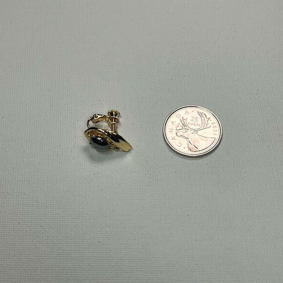 Vintage Gold-Tone Stud Screwback/Swing Earrings W/ Rhinestones - Picture 8 of 8